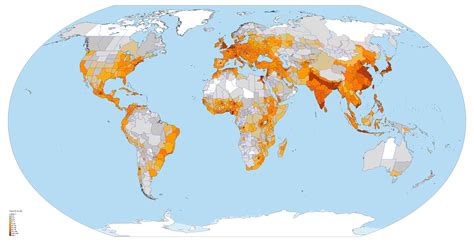 Map Shows World by Population Density .